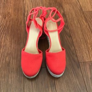 Michael Kors Orange Lace Up Wedges/Heels Size 10